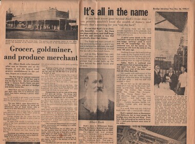 Document - BUSH COLLECTION: NEWPAPER CUTTING - RE BUSH'S STORE, BENDIGO, 1970