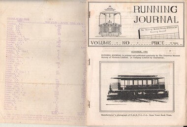 Document - BASIL MILLER COLLECTION: TRAMS - 'RUNNING JOURNAL', October 1966