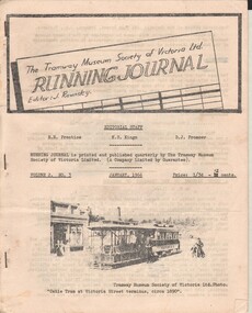 Document - BASIL MILLER COLLECTION: TRAMS - 'RUNNING JOURNAL', January, 1966