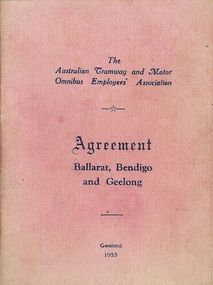 Document - BASIL MILLER COLLECTION: TRAMS BOOK - 'AGREEMENT, BALLARAT, BENDIGO AND GEELONG'