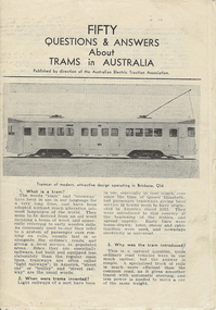 Document - BASIL MILLER COLLECTION: 'FIFTY QUESTIONS AND ANSWERS ABOUT TRAMS IN AUSTRALIA'