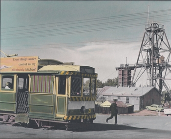 Photograph - TRAM OUTSIDE CENTRAL DEBORAH MINE, 1960's ?