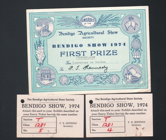 Document - FIRST PRIZE CERTIFICATE, 1974
