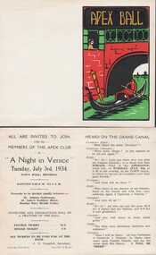 Document - INVITATION TO APEX BALL ('A NIGHT IN VENICE'), 1934