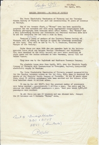 Document - BASIL MILLER COLLECTION: PRESS RELEASE FOR BENDIGO TRAMWAYS 75TH. ANNIVERSARY, 1965