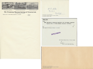 Document - BASIL MILLER COLLECTION: TRAMWAY MUSEUM SOCIETY OF VICTORIA LTD. - STATIONERY