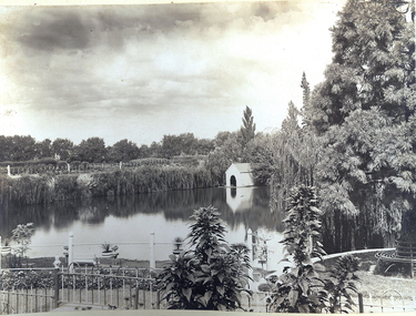 Photograph - FORTUNA COLLECTION: LAKE WITH BOATHOUSE AT FORTUNA VILLA