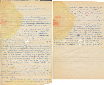 Document - BASIL MILLER COLLECTION: LETTER - ' THE NEED AND DEVELOPMENT OF PUBLIC TRANSPORT IN BENDIGO 1880 - 1971'
