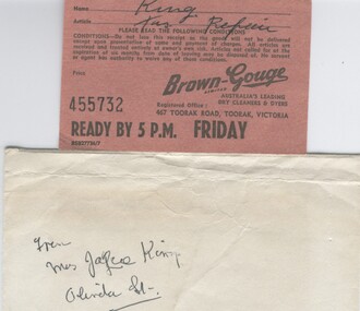 Document - DRY CLEANING CARD AND ENVELOPE