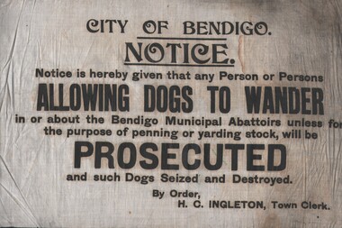 Document - PRINTED NOTICE (BENDIGO MUNICIPAL ABATTOIRS)