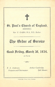 Document - ORDERS OF (CHURCH) SERVICE, a: 1923; b. 1934