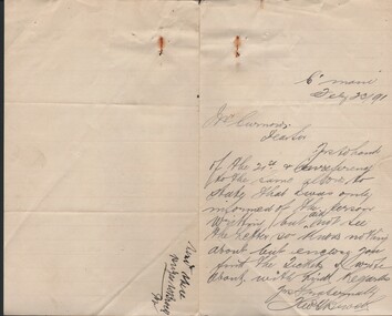 Document - CURNOW COLLECTION: HANDWRITTEN NOTE BROCK? TO CURNOW, 1891