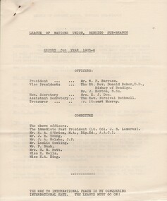 Document - CURNOW COLLECTION: ANNUAL REPORT LEAGUE OF NATIONS UNION, 1936