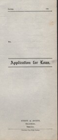 Document - CURNOW COLLECTION: FORM APPLICATION FOR LOAN, 1920's