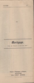 Document - CURNOW COLLECTION: FORM MORTGAGE, 1920 -1930's?