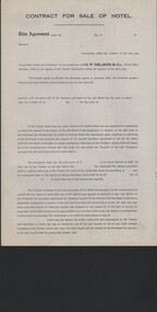 Document - CURNOW COLLECTION: FORM CONTRACT FOR SALE OF HOTEL, 1920 - 1930?