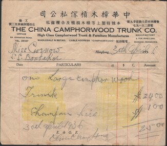 Document - CURNOW COLLECTION: COMMERCIAL RECEIPT, 1936