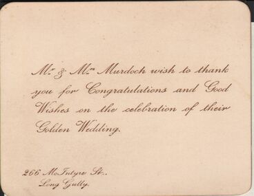 Document - L. PROUT COLLECTION: APPRECIATION CARD