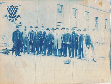 Photograph - GROUP OF FOURTEEN MEN WITH CORNISH SYMBOL