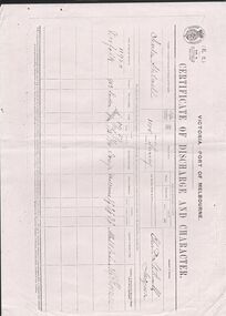 Document - STILWELL COLLECTION: CERTIFICATE OF DISCHARGE AND CHARACTER, 1829 - 1874