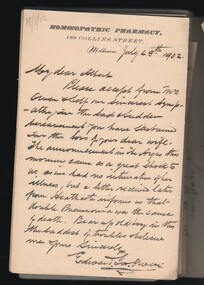 Document - BUSH COLLECTION: CARDS/LETTERS (SYMPATHY), July 1902