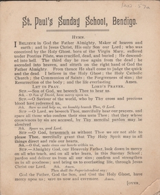 Document - MERLE BUSH COLLECTION:  'ORDER OF SERVICE' (SUNDAY SCHOOL)