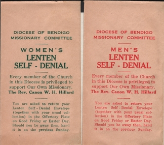 Document - MERLE BUSH COLLECTION: ENVELOPES FOR CHURCH CONTRIBUTIONS, ca. 1930's ?