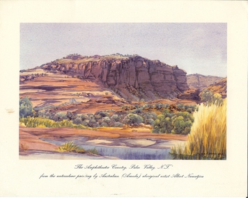 Document - BASIL MILLER COLLECTION: PRINT - 'THE AMPHITHEATRE COUNTRY PALM VALLEY NT, ALBERT NAMATJIRA