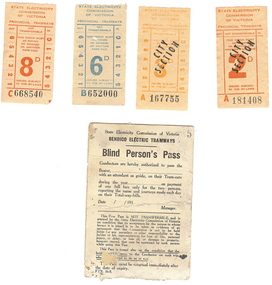 Document - BASIL MILLER COLLECTION: TRAMS TICKETS AND BLIND PERSON PASS