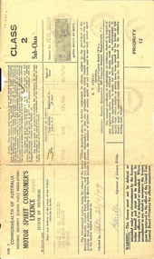 Document - BASIL MILLER COLLECTION: MOTOR SPIRIT CONSUMER'S LICENCE, 22/4/1949