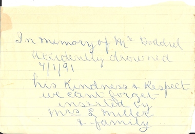 Document - BASIL MILLER COLLECTION: HAND WRITTEN NOTE AND CHURCH SERVICE ORDER CARD