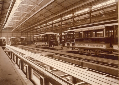 Photograph - BASIL MILLER COLLECTION: TRAMS - DEPOT BENDIGO TRAMWAY TRAMS