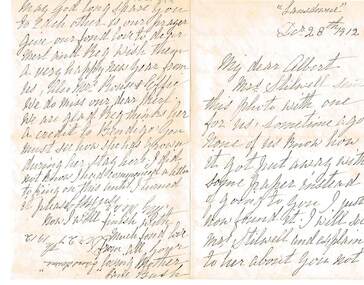 Document - BUSH COLLECTION: HANDWRITTEN LETTER, 28/12/1912