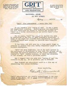 Document - BUSH COLLECTION: COLLECTION OF DOCUMENTS RELATING TO 'GRIT', 1923 - 1928