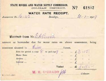 Document - BUSH COLLECTION: RECEIPTS AND NOTICES FOR THE PROVISION OF SERVICES, 1920 - 1930
