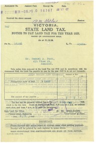 Document - BUSH COLLECTION: TAX AND RATE NOTICES, 1920 - 1930