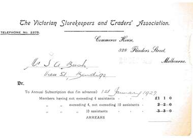 Document - BUSH COLLECTION: RECEIPTS AND SUBSCRIPTION NOTICES (COLLECTION OF VARIOUS), 1920 - 1930