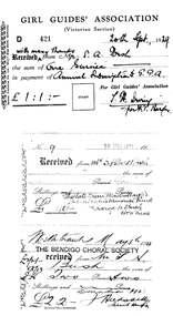 Document - BUSH COLLECTION: RECEIPT AND ACCOUNTS, ca. 1920-1930