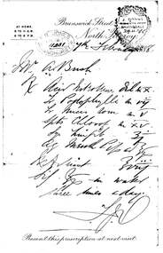 Document - BUSH COLLECTION: PRESCRIPTION (A. BUSH), 1888