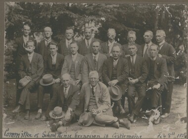 Photograph - GROUP OF SEVENTEEN MALES DRESSED IN SUITS, IN PARK, 8 Feb, 1928