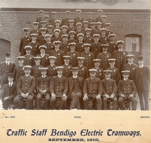 Photograph - BASIL MILLER COLLECTION: BENDIGO TRAMWAYS  EMPLOYEES 1910, 1910