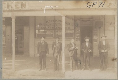 Photograph - FIVE MEN IN FRONT OF SHOP IN EAGLEHAWK