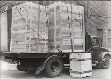 Photograph - COHN BROS. TRAY TRUCK WITH WOODEN CRATES ON TOP