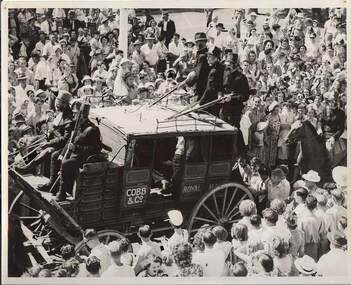 Photograph - BENDIGO CENTENARY COLLECTION: COBB & CO COACH WITH FIVE MEN IN COSTUME, 1960