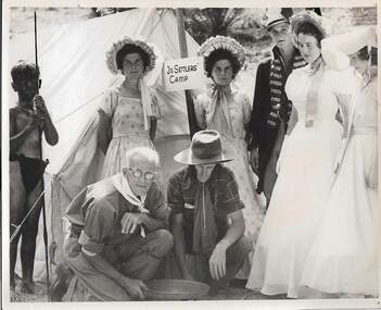 Photograph - BENDIGO CENTENARY COLLECTION: EIGHT PERSONS IN COSTUME IN FRONT OF TENT, c.1951