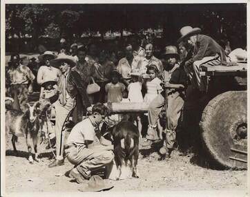 Photograph - BENDIGO CENTENARY COLLECTION: YOUNG MALES IN COSTUME IN PARK, 1951?