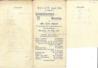 Document - BASIL MILLER COLLECTION: TRAMS - RETIREMENT EVENING