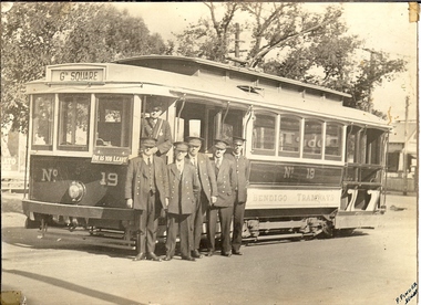 Photograph - BASIL MILLER COLLECTION: NUMBER 19 TRAM, DRIVER AND SENIOR OFFICIALS