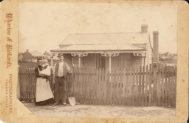 Photograph - MINER'S COTTAGE AND FAMILY, approx. 1890's
