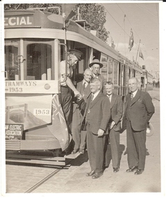 Photograph - BASIL MILLER COLLECTION: 2 TRAMS WITH MEN, 1953